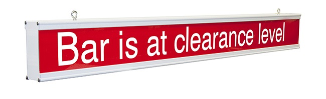 7″ H x 60 ” W x 3″ D  Clearance/Alert Bar with chain