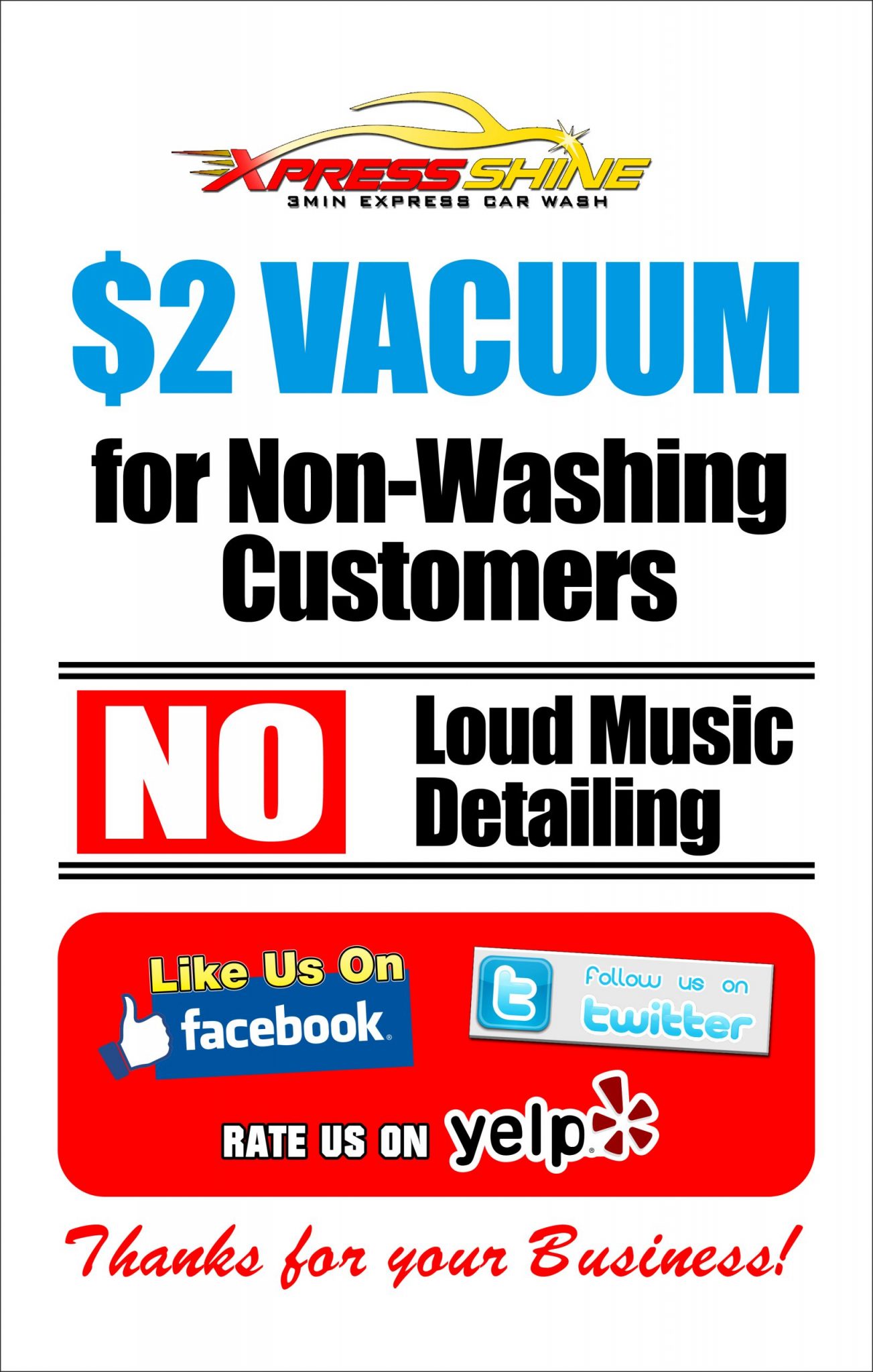 HANGING VACUUM SIGN SMALL TSS Car Wash Equipment