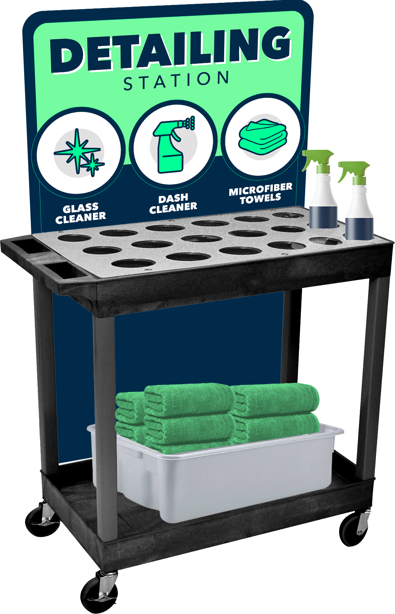 Towel cart w/ Bottle holder